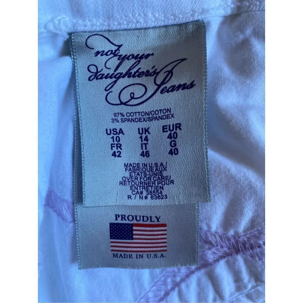 Not your daughters jeans list tuck crop stretch, white capri denim size 10
